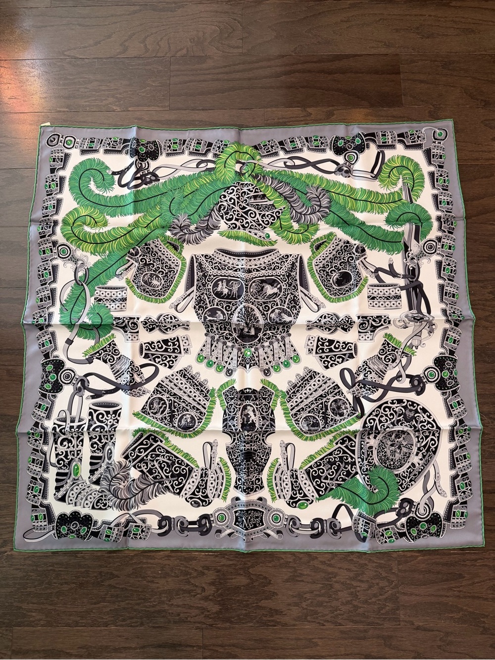 NWT Hermes Green & Black Decorative Exotic Pattern Reptile Accessory
